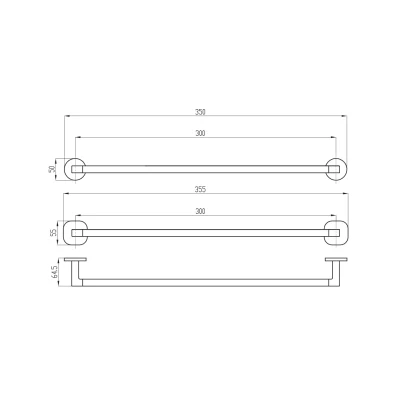 Architectura 300mm Hand Towel Rail - Image 6