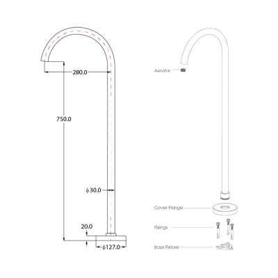 Argent Freestanding Classic Bath Outlet - Image 6