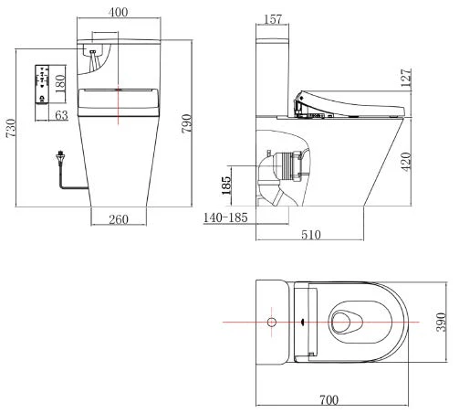 B&H Dara BTW Toilet with Toto Remote Control S5 Washlet TCF34470GAU - Image 3