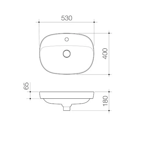Caroma Contura II 530mm Inset Basin with Tap Landing - Image 4
