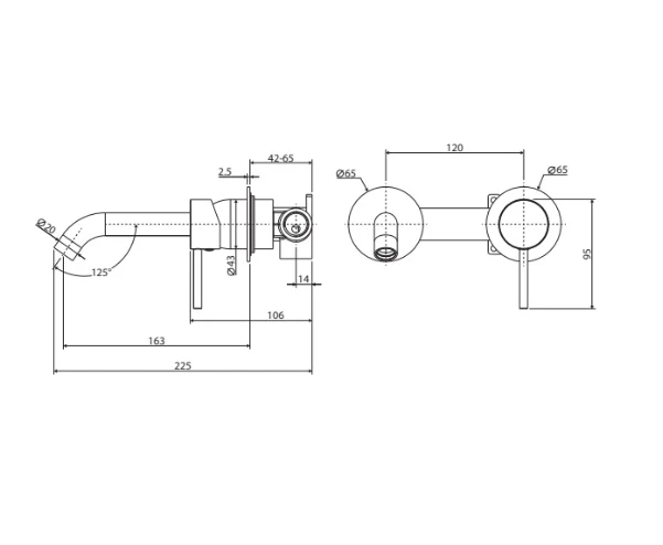 Fienza Kaya Wall Basin/Bath Mixer 160mm Round Plate - Image 7