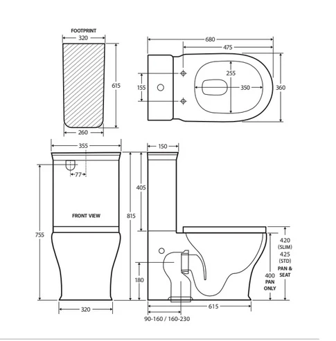 Fienza Lillian Tornado Flush BTW Toilet Suite with Slim Seat - Image 4