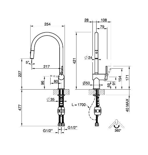 Gessi Inedito Goose Neck Pull Out Spray Mixer - Image 4