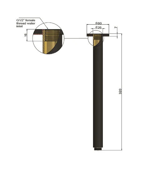 Meir Round Ceiling Shower Arm 300mm - Image 7