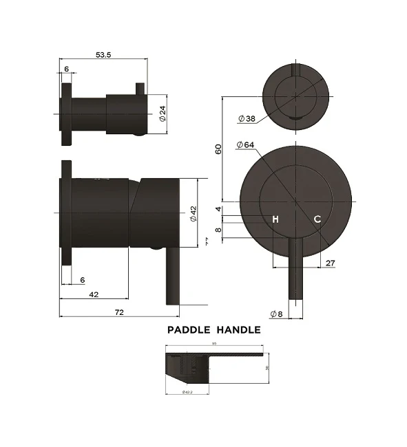 Meir Round Diverter Mixer Paddle Handle - Image 7