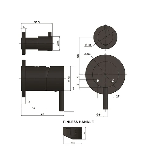 Meir Round Diverter Mixer Pinless Handle - Image 7