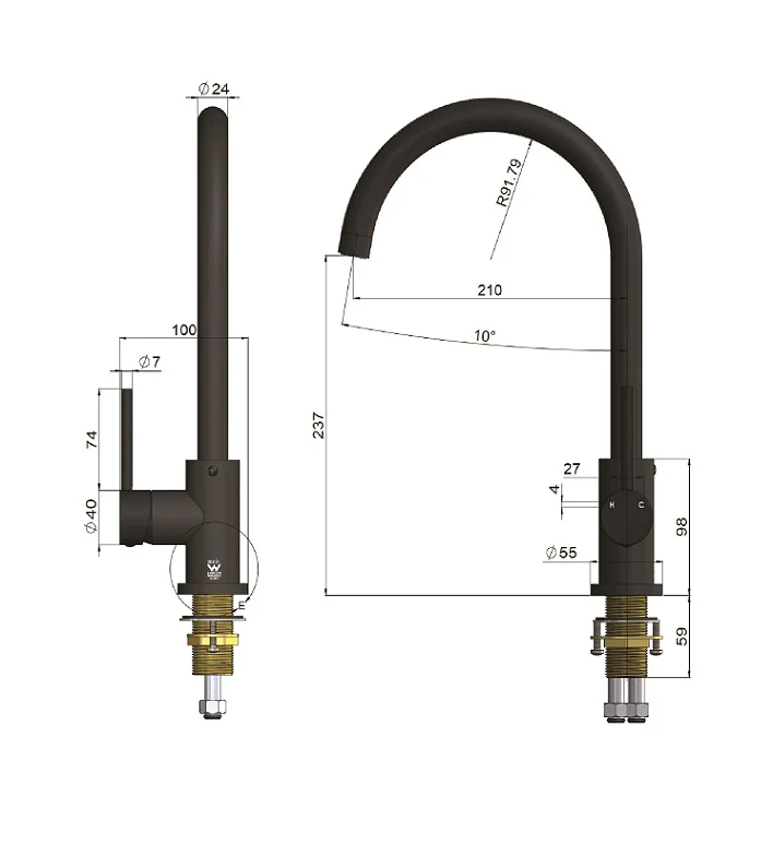 Meir Round Gooseneck Kitchen Mixer Tap - Image 7