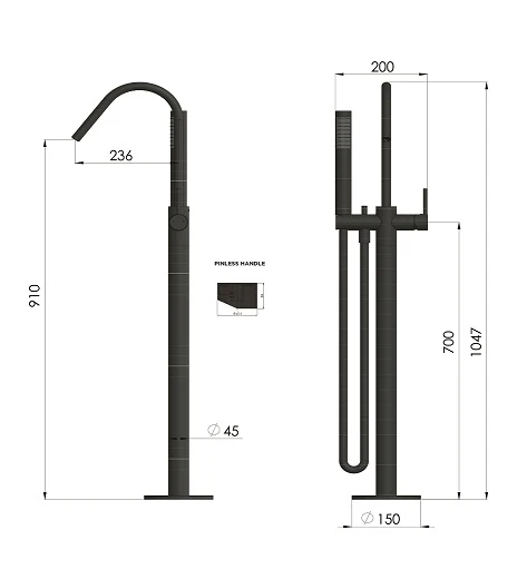 Meir Round Pinless Freestanding Bath Spout and Hand Shower - Image 7