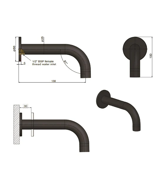 Meir Round Universal Round Curved Spout 130mm - Image 7