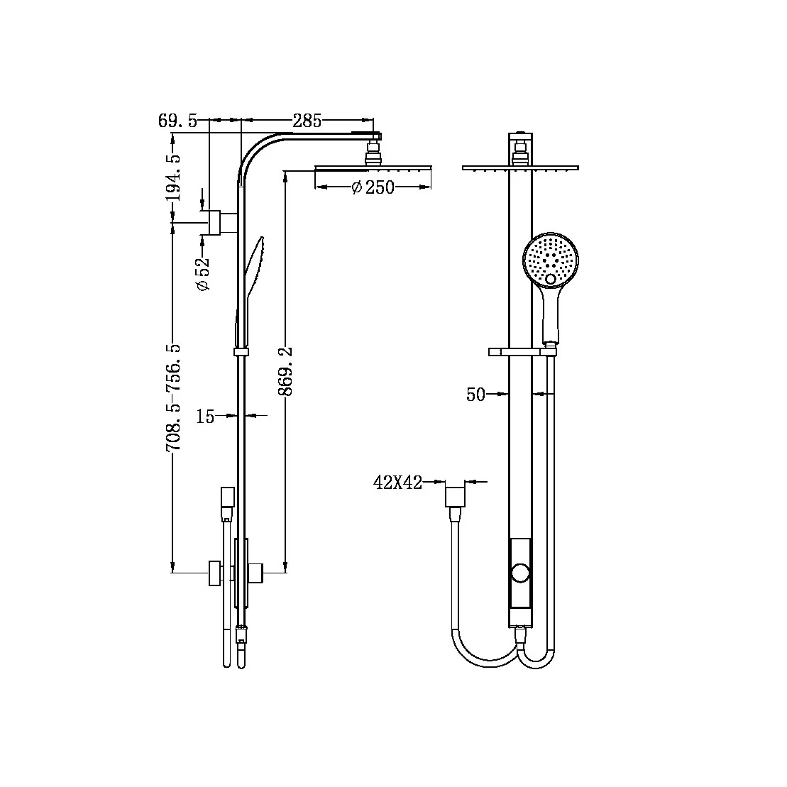 Nero Astra Twin Shower with Double Hose - Image 2