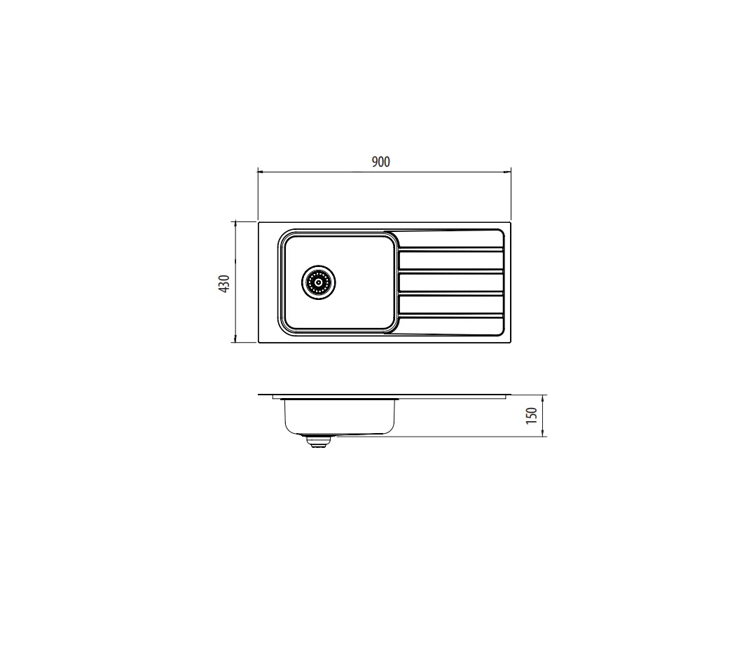 Oliveri Puro Care Sink Single Bowl with Drainer - Image 3