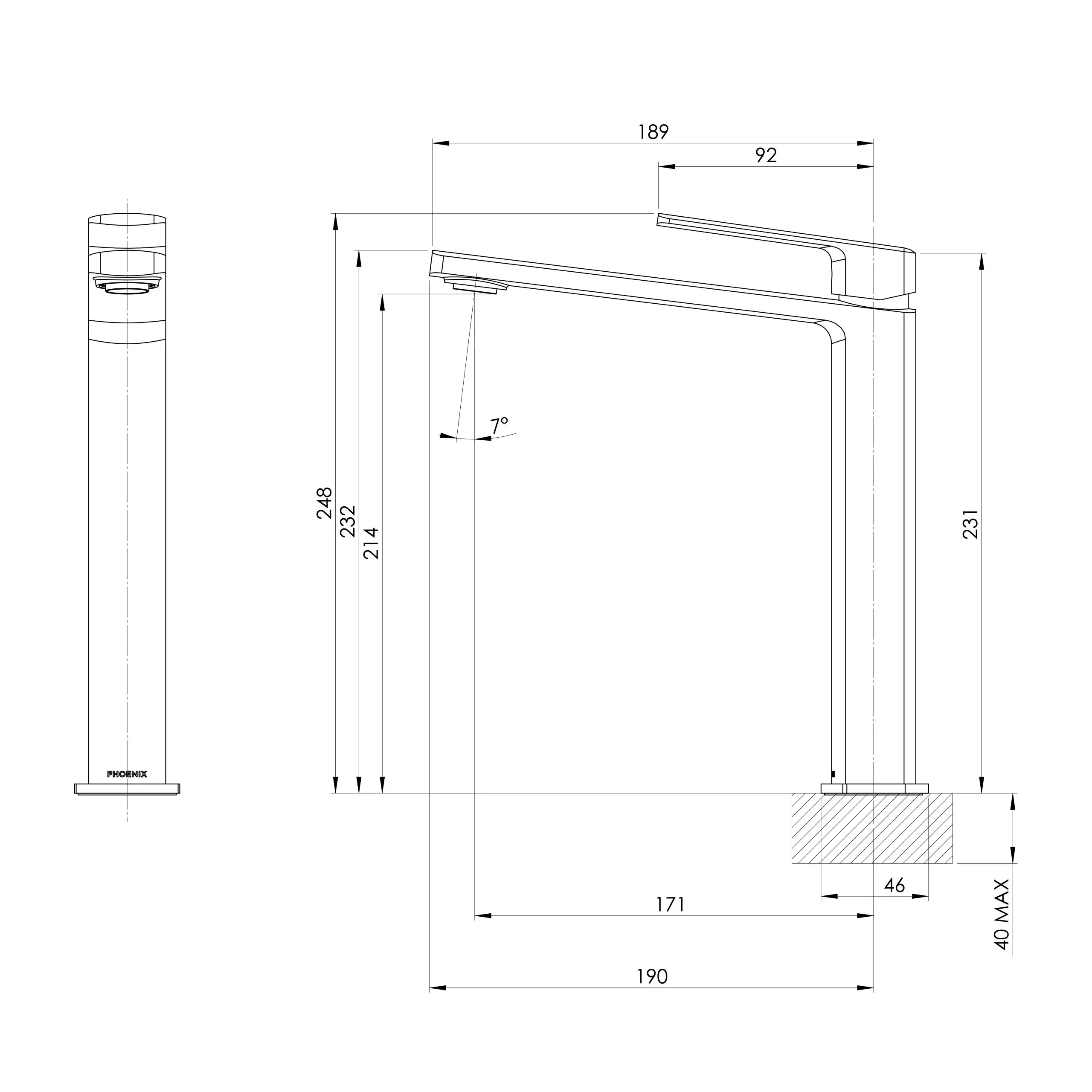 Phoenix Enviro316 Vessel Basin Mixer - Image 2