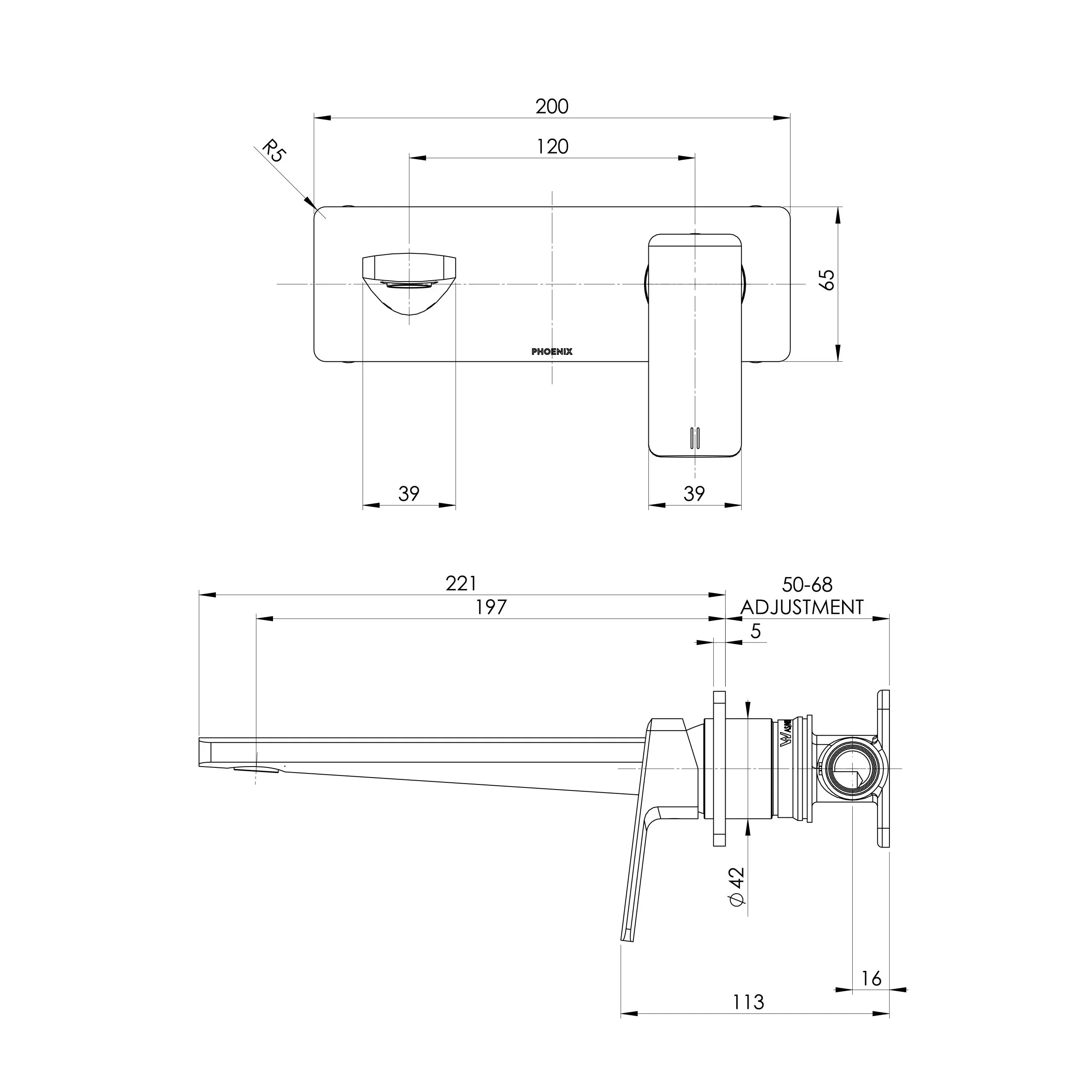 Phoenix Enviro316 Wall Basin Mixer - Image 2