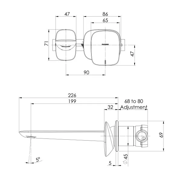 Phoenix Nuage Wall Basin Mixer - Image 5