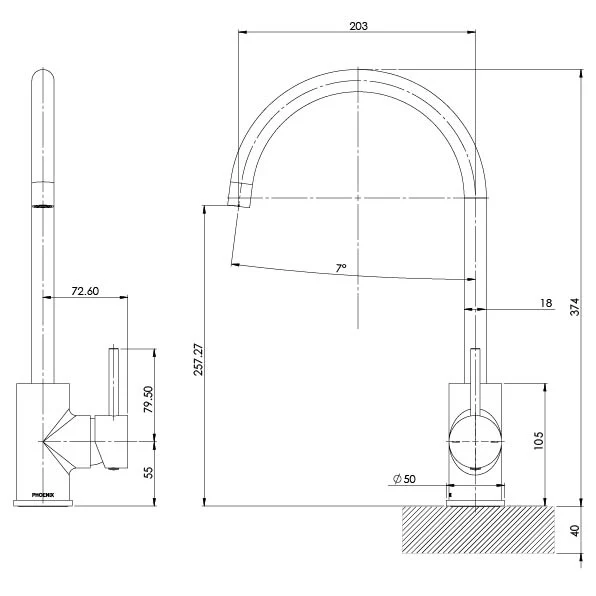 Phoenix Pina Gooseneck Sink Mixer - Image 4