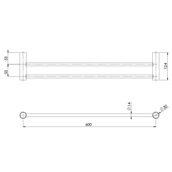Phoenix Vivid Slimline 600mm Double Towel Rail - Image 6