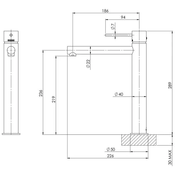 Phoenix Vivid Slimline Vessel Basin Mixer - Image 6
