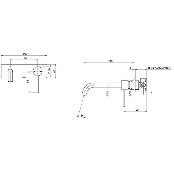 Phoenix Vivid Slimline Wall Mixer Set 230mm - Image 7