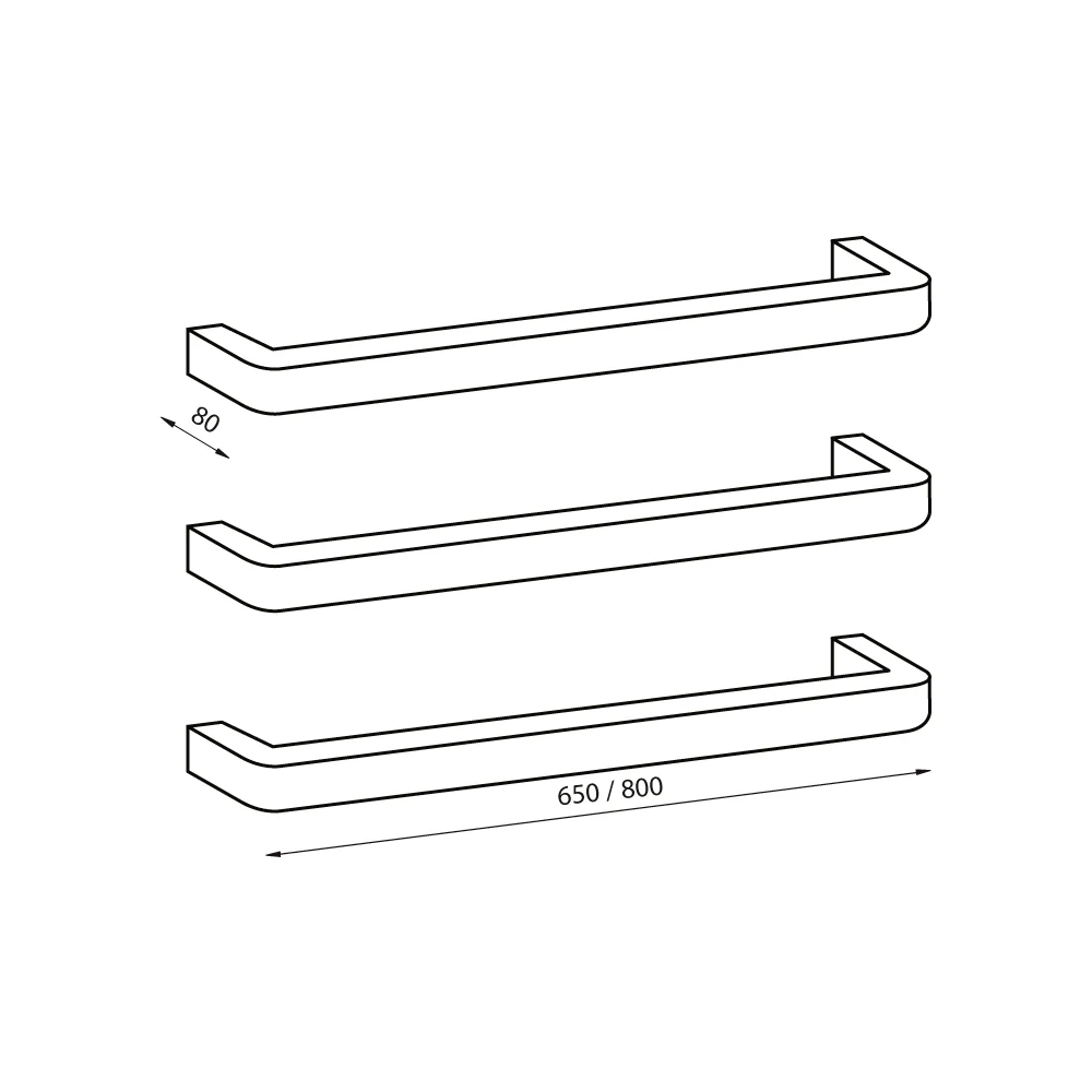 Radiant Single Square Bar With Rounded Ends 650mm Gun Metal Grey - Image 2