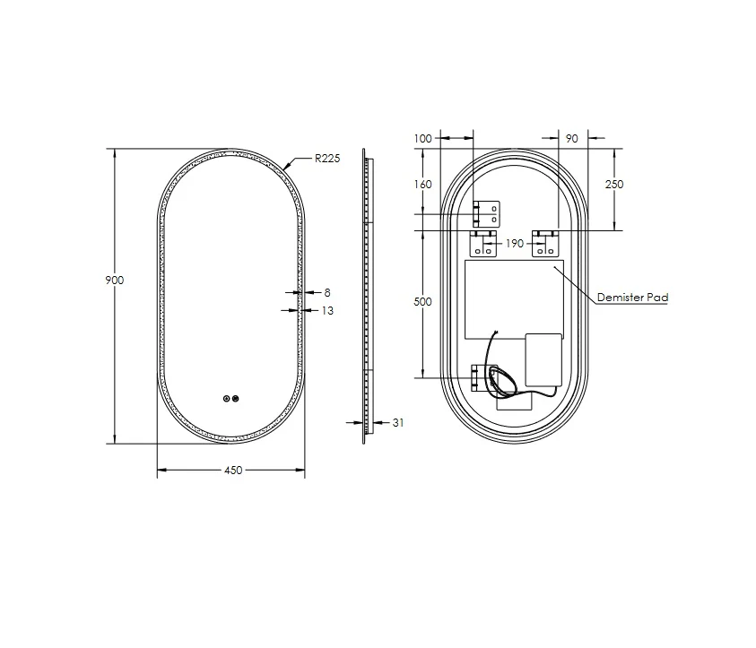 Remer Gatsby 450x900D Led Mirror - Image 7