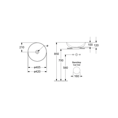 Villeroy & Boch Loop Slim 420 Round Above Counter Basin - Image 3