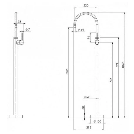 Vivid Slimline Floor Mounted Bath Mixer - Image 5